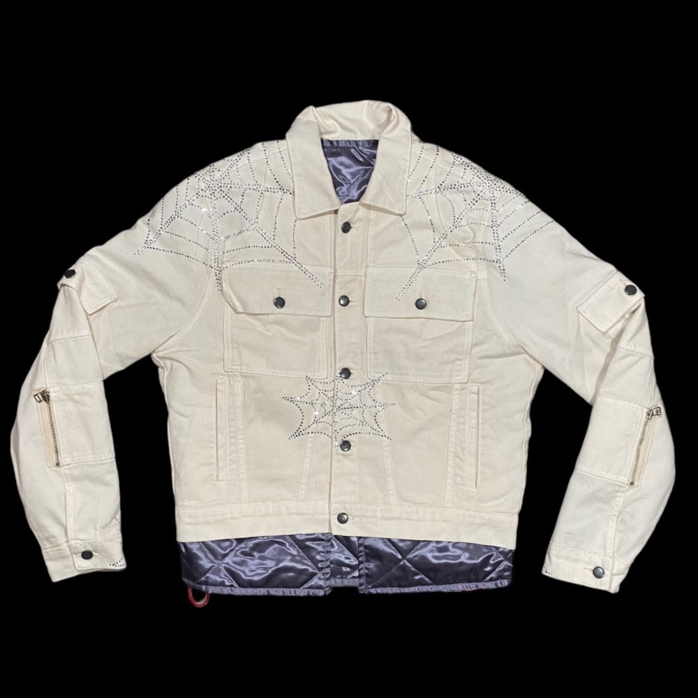 Spider Sp5der Worldwide Rhinestone Denim Jacket (S)